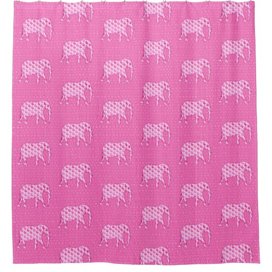 Paisley Elephant, Ice Pink und Fuchsia Duschvorhang (Vorderseite)