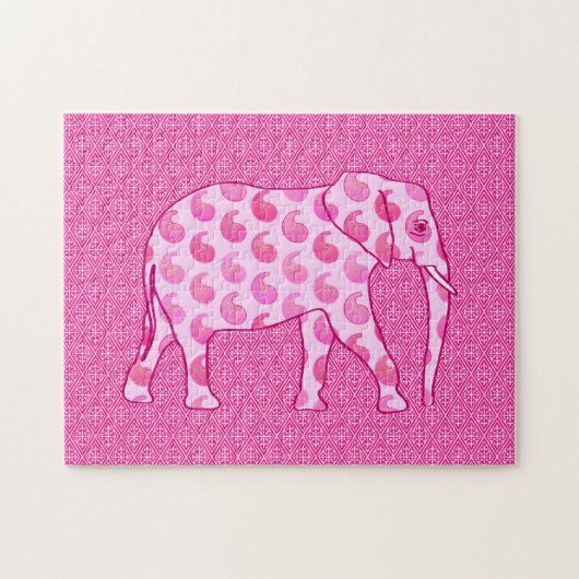 Paisley Elephant, Ice Pink und Fuchsia Puzzle (Horizontal)