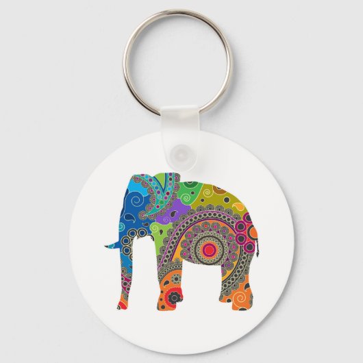 Paisley Elephant Keyring Schlüsselanhänger (Vorderseite)