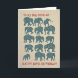 Paisley Elephants 15. Geburtstagskarte, Big Brothe Karte<br><div class="desc">Eine lustige 15. Geburtstagskarte für einen Großen Bruder,  mit Silhouetten von fünfzehn Elefanten,  jedes mit Paisley-Muster gefüllt,  auf einem Burlap-Hintergrund. Teil der Posh & Painterly 'Heffalumps' Kollektion.</div>