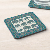 Paisley Elephants auf Beige und Border Untersetzer (Linke Seite)