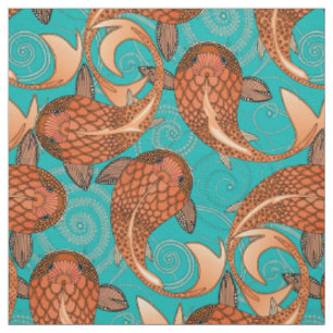 Paisley-Fisch Türkis Stoff