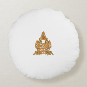 Paisley Floral Art ・ Orange Boho Decor Rundes Kissen