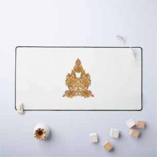 Paisley Floral Art ・ Orange Boho Decor Schreibtischunterlage