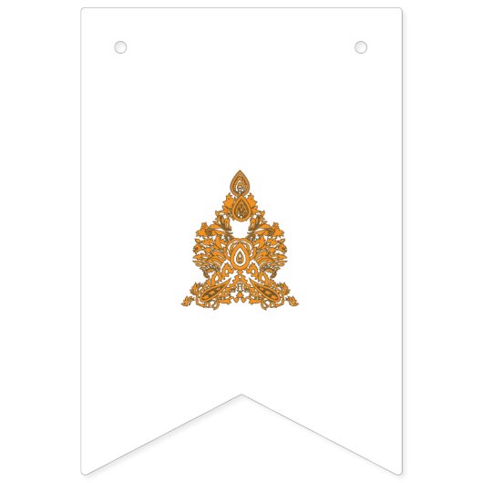 Paisley Floral Art ・ Orange Boho Decor Wimpelkette (Zweite Fahne)