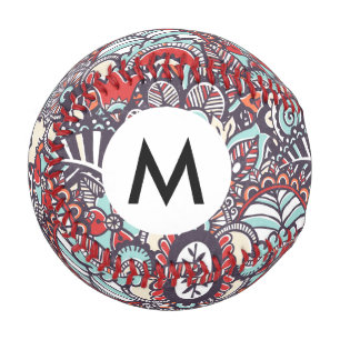 Paisley Floral Doodle Muster Baseball