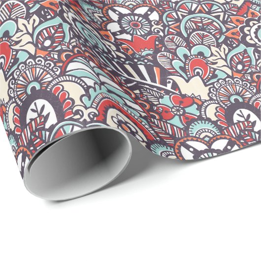 Paisley Floral Doodle Muster Geschenkpapier (Rolleneckpunkt)