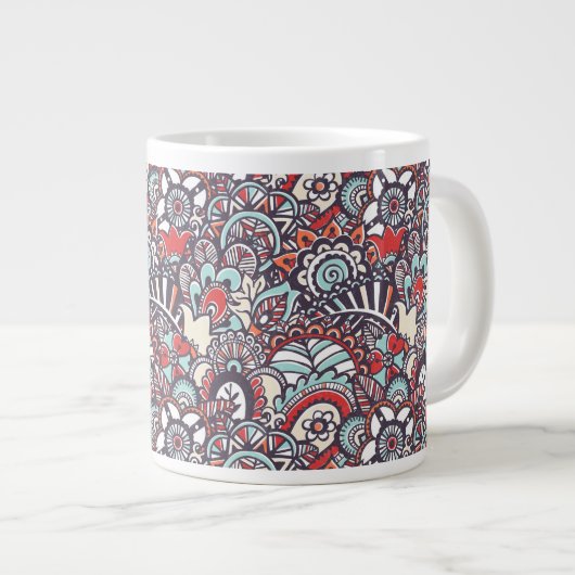Paisley Floral Doodle Muster Jumbo-Tasse (Vorderseite Rechts)