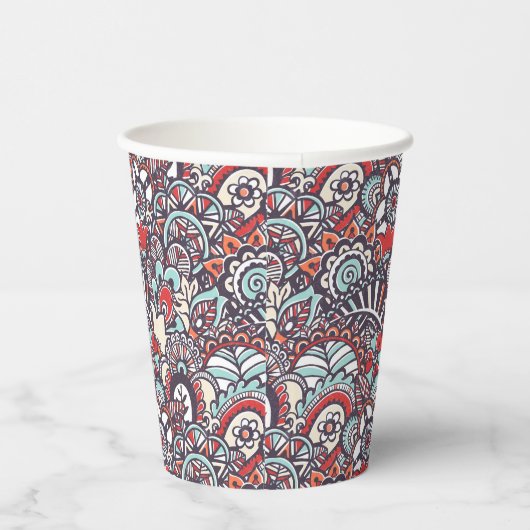 Paisley Floral Doodle Muster Pappbecher (Rechts)