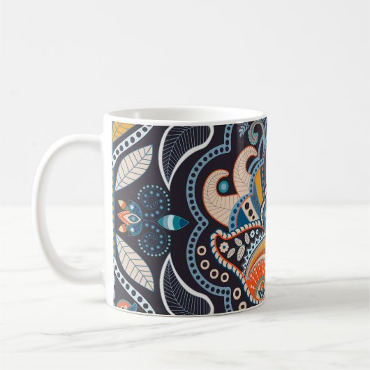 Paisley Floral: Dunkles indisches Muster Kaffeetasse (Links)