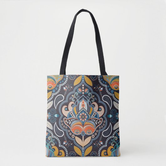 Paisley Floral: Dunkles indisches Muster Tasche (Vorderseite)