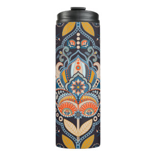 Paisley Floral: Dunkles indisches Muster Thermosbecher