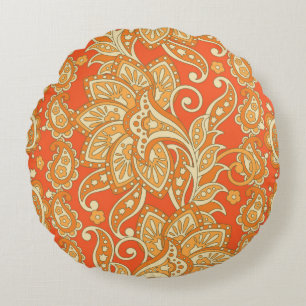 Paisley Floral ethnische nahtlose Muster. Arabisch Rundes Kissen