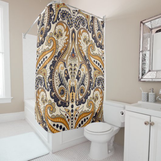Paisley Floral: Farbenloses, nahtloses Design Duschvorhang (Beispiel)