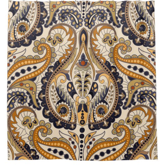 Paisley Floral: Farbenloses, nahtloses Design Duschvorhang (Vorderseite)