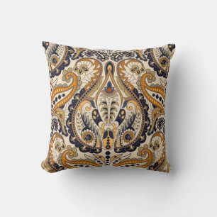 Paisley Floral: Farbenloses, nahtloses Design Kissen