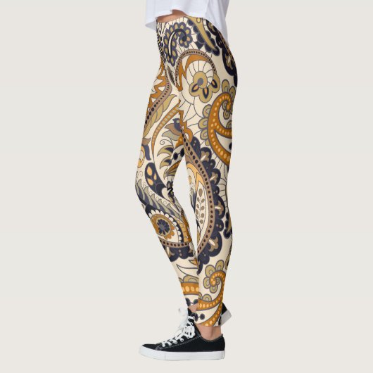 Paisley Floral: Farbenloses, nahtloses Design Leggings (Links)