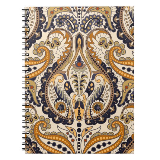 Paisley Floral: Farbenloses, nahtloses Design Notizblock (Vorderseite)