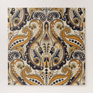 Paisley Floral: Farbenloses, nahtloses Design Puzzle