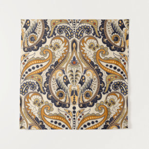 Paisley Floral: Farbenloses, nahtloses Design Wandteppich