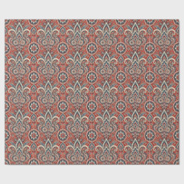 Paisley Floral Fusion in Rot, Weiß und Blau Geschenkpapier