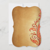 Paisley Floral Gold Red Orange Indian Wedding Einladung (Rückseite)