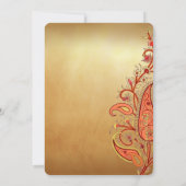 Paisley Floral Gold Red Orange Indian Wedding Einladung (Rückseite)