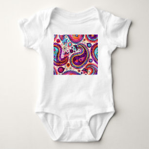 Paisley Floral Indian Seamless Ornament Baby Strampler
