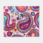 Paisley Floral Indian Seamless Ornament Fleecedecke (Vorderseite (Horizontal))