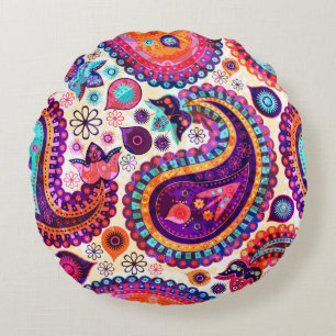 Paisley Floral Indian Seamless Ornament Rundes Kissen