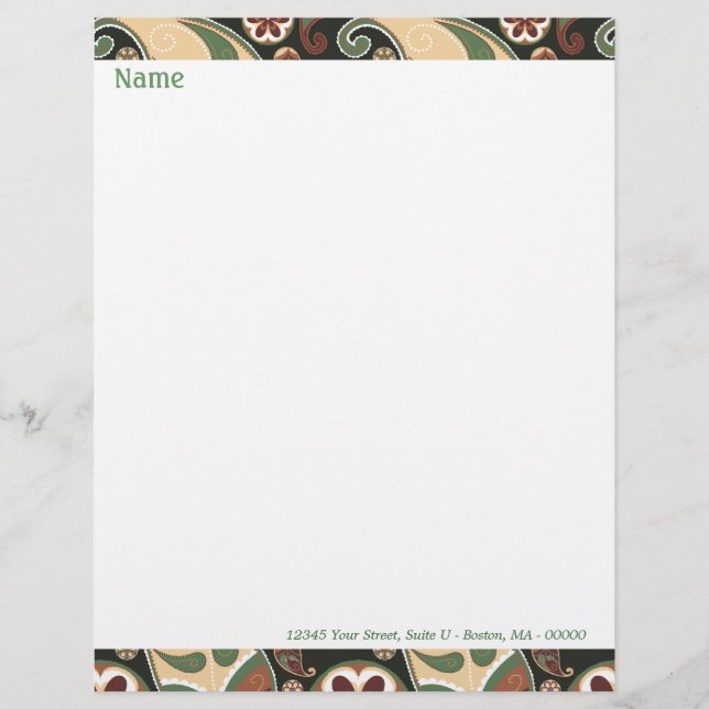 Paisley & Floral Letterhead Briefbogen (Vorderseite)