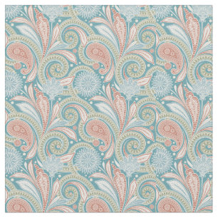 Paisley Floral Light Pink und Blue Stoff
