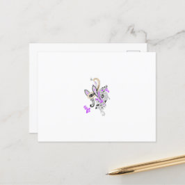 Paisley Floral Motif - Boho White Lila Orange Feiertagspostkarte