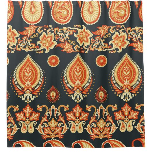 Paisley Floral: Oriental Ethnic Seamless Duschvorhang (Vorderseite)