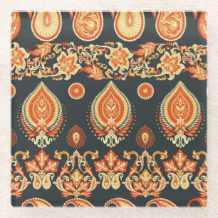 Paisley Floral: Oriental Ethnic Seamless Glasuntersetzer