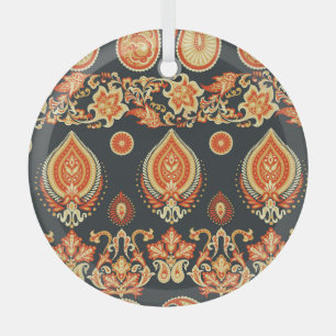 Paisley Floral: Oriental Ethnic Seamless Ornament Aus Glas