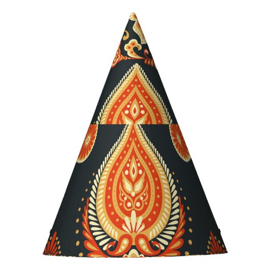 Paisley Floral: Oriental Ethnic Seamless Partyhütchen (Vorderseite)