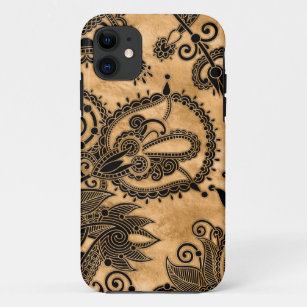 Paisley Floral  Ornament - Black and Pastel Gold Case-Mate iPhone Hülle