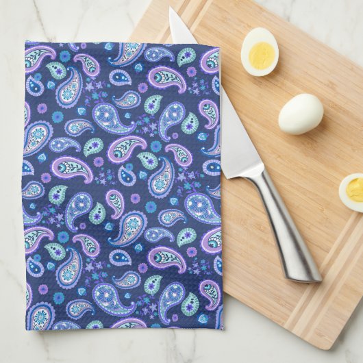 Paisley Floral Pattern - Blau Geschirrtuch (Viertel Falte)