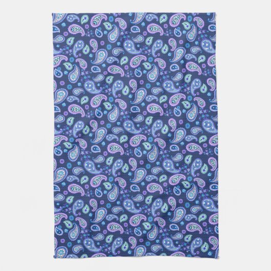 Paisley Floral Pattern - Blau Geschirrtuch (Vertikal)