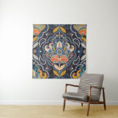 Paisley floral seamless pattern. Dark backdrop wit Wandteppich (Beispiel)