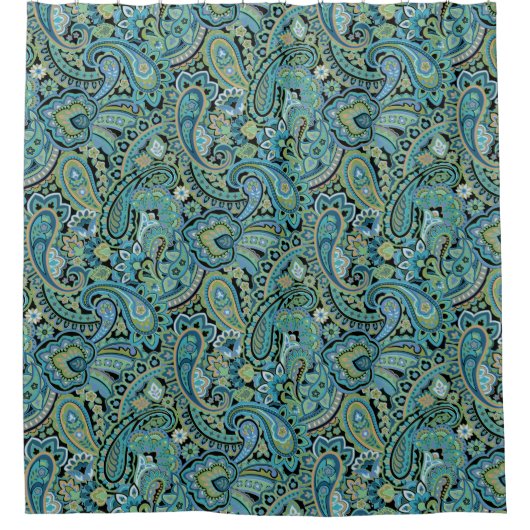 Paisley Forest Green Duschvorhang (Vorderseite)