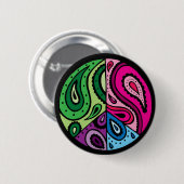 Paisley-Friedensschwarz-Knopf Button (Vorne & Hinten)