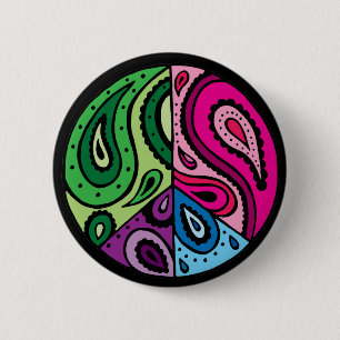 Paisley-Friedensschwarz-Knopf Button