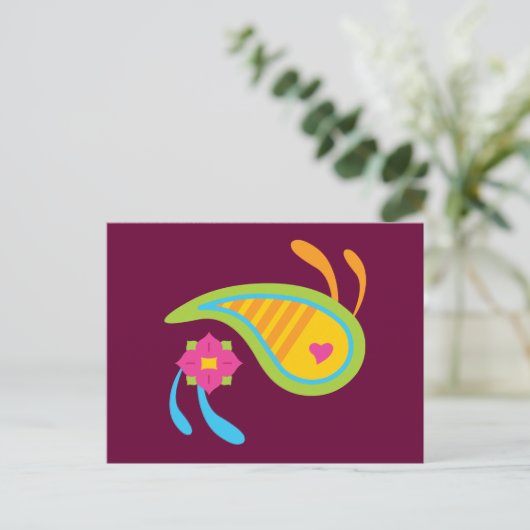 Paisley Fun Postkarte (Stehend Vorderseite)