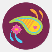 Paisley Fun Runder Aufkleber (Vorderseite)