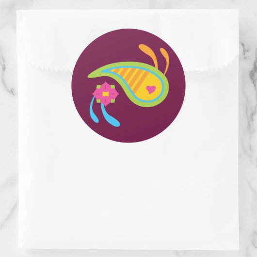 Paisley Fun Runder Aufkleber (Tasche)