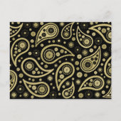 Paisley Funky Print in Black & Golds Postkarte (Vorderseite)