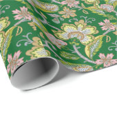 Paisley Garden Stylized Floral Embroidery Geschenkpapier (Rolleneckpunkt)