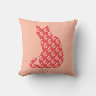 Paisley Gemustert Cat - Shades of Coral Orange Kissen